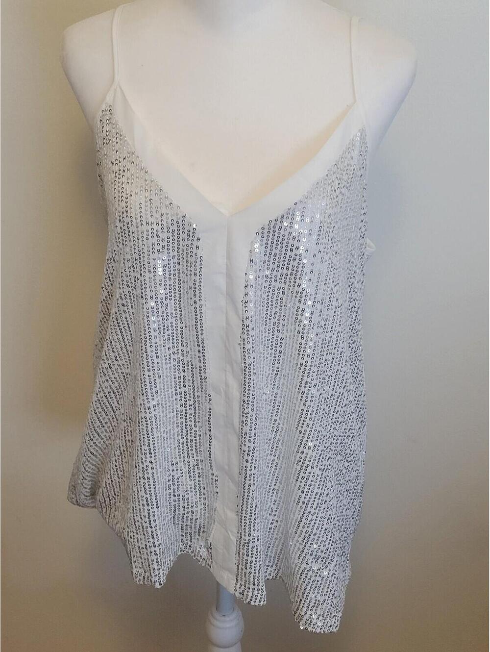 Every Rose Women's White Camisole Vest Size Large Silver